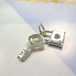 key pendant, padlock pendant, Silver pendants