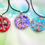 wholesale peace sign jewelry, murano glass peace-sign necklace