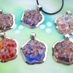 floral shape murano glass pendant necklace