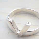 Collectible stamped 925 sterling silver V shape ring