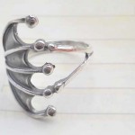 Unique 925 sterling silver plain ring with bat wings design