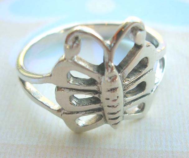 Stamped 925. silver ring with butterfly