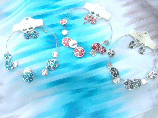 Enamel fashion elegant necklace and earring jewelry set