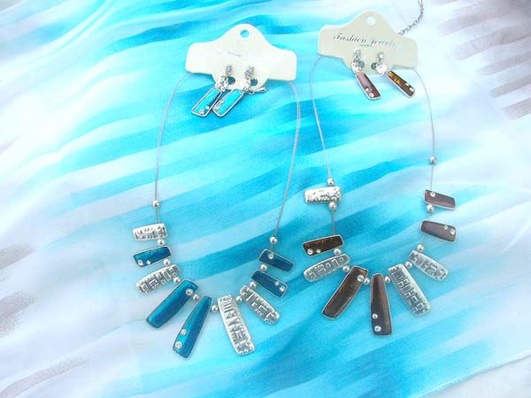 Hip hop enamel chips necklace and earring fashion jewelry set