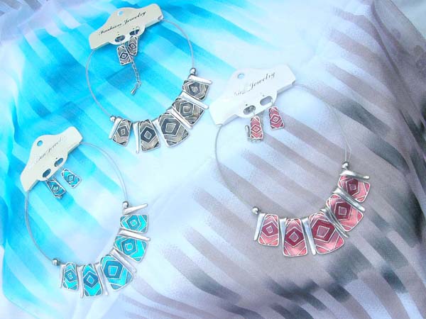 Evil eye fashion jewelry necklace and earring set