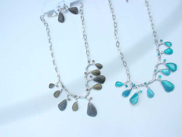 Multi drops fashion enamel necklace and earring jewelry set