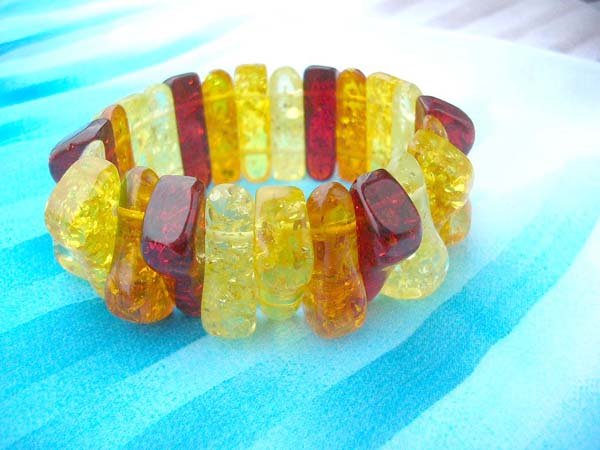 Imitation amber bracelets, beaded stretchy bracelet