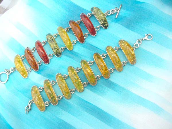 Ladder faux amber toggle bracelet