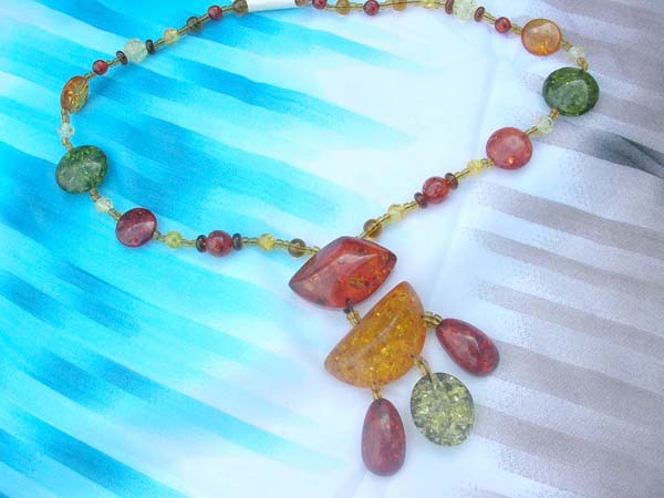 Vintage native style amber faux necklace