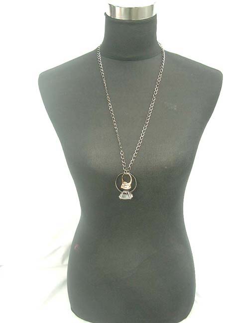 Enlarge double ring stylish long necklace