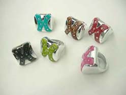 high fashion enamel puffy rectangular X ring