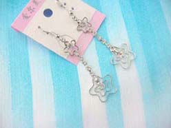 fashion accessory double flower cz earring 