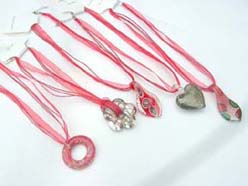 Fashion multi red ribbons lampwork glass necklace