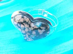 Golden chips black heart handcrafted glass bangle