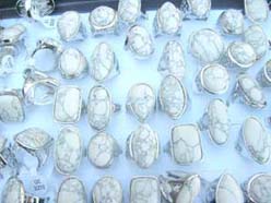 White marble-like fashion semi precious stone ring