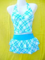 Fashion 2 piece bikini set with mini skirt swim suit