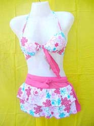 Fashion 2 piece bikini set with mini skirt swim suit