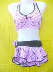 Fashion 2 piece bikini set with mini skirt swim suit