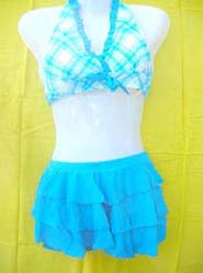 Fashion 2 piece bikini set with mini skirt swim suit