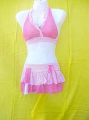 Fashion 2 piece bikini set with mini skirt swim suit