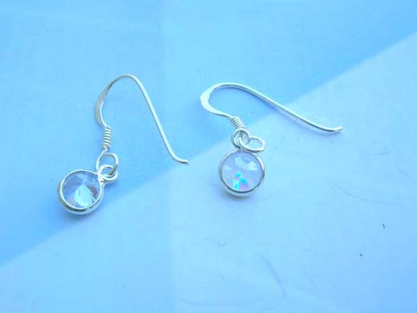 Turquoise round cz, Thailand 925 sterling silver earring