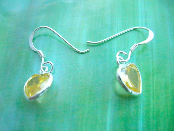 Green yellow cz, Stamped 925 sterling silver earring, Made in Thailand