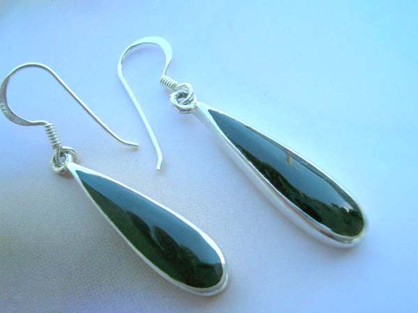 Genius 925 sterling silver circular long black onyx earring