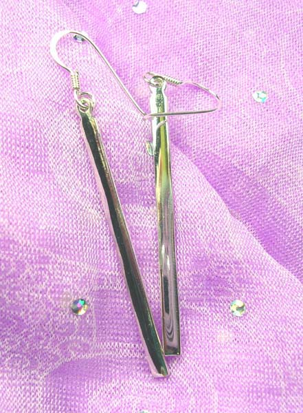 Genius 925 sterling silver long rectangular earring