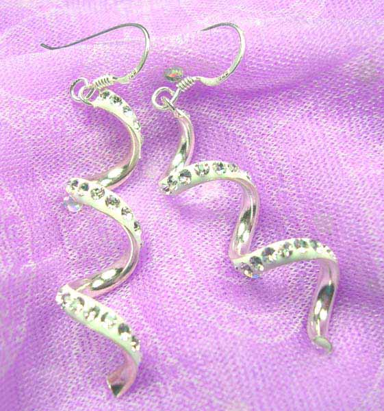 9.25 genius sterling silver twisted cz ribbon earring