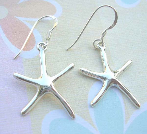 Made in Thailand, plain sea star,925 sterling silver earring