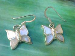 White seashell butterfly 925 sterling silver earring