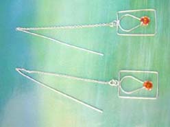 Water drop with cz threader 925 sterling silver earring