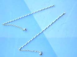 925 sterling silver threader earring with long chain silver bead
