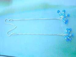 Genius 925 sterling silver fringe blue crystal earring
