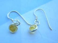 Yellow round cz, Thailand 925 sterling silver earring