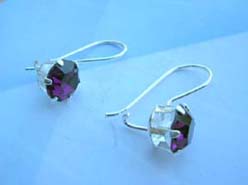 Genius 925 sterling silver circular amethyst cz clip earring