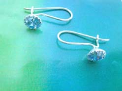 Blue round cz, Stamped 925 sterling silver earring