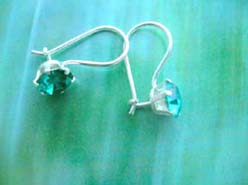 Green round cz, Stamped 925 sterling silver earring