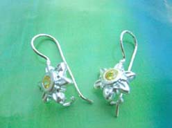 Yellow cz flower, 925 sterling silver earring