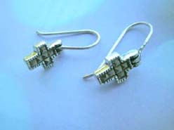 Mascasite stone cross religious, 925 sterling silver earring