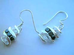 Black and clear irregular, 925 sterling silver earring