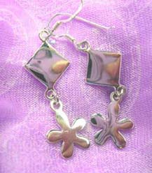 Diamond flower , 925 sterling silver earring