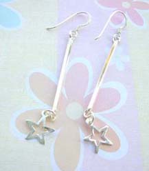 Thick chain star, 925 sterling silver earring