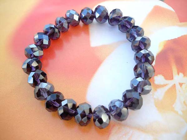 Acrylic rhinestone black beaded stretchy bracelet, costume jewelry wholesale
