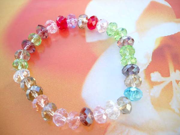 Acrylic rhinestone multiple colors beaded stretchy bracelet, fashion costume jewelry wholesale