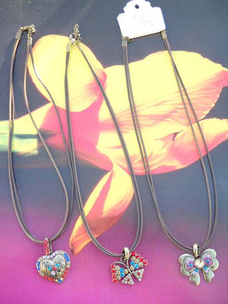 Bronze fashion necklace with multi color cz design, wholesale gift supply