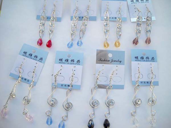 Musician love fashion treble clef earring hanging cz at the bottom, vintage costume jewelry wholesale