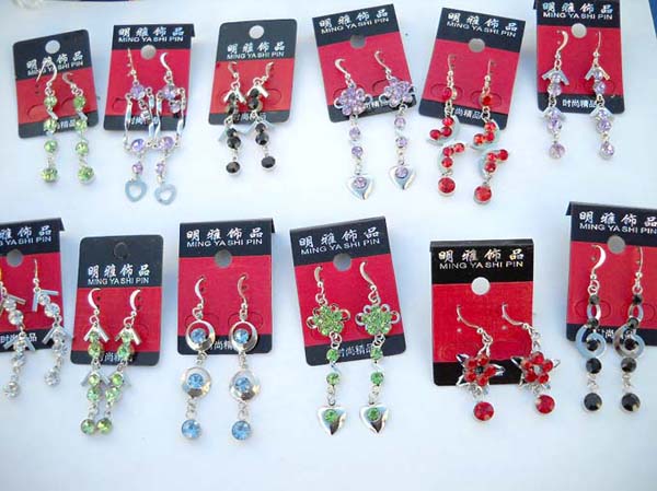 Elegant mix fashion cz fish hook earring, wholesale crystal costume jewelry