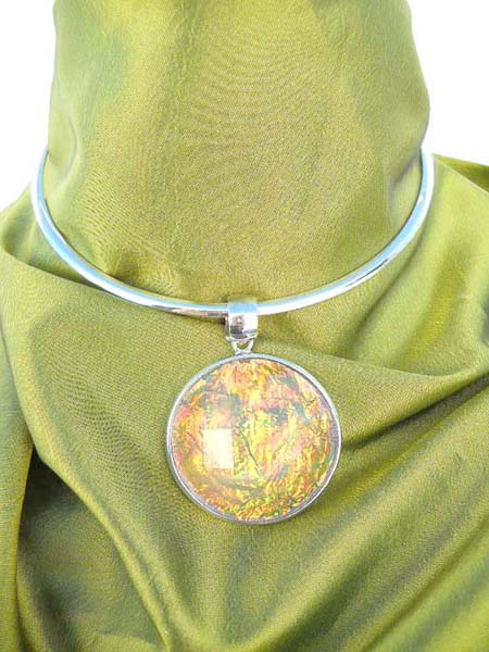 Rainbow orange glass bead fashion neck cuff