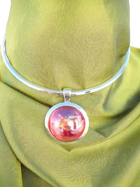 Fine red glass bead neck cuff